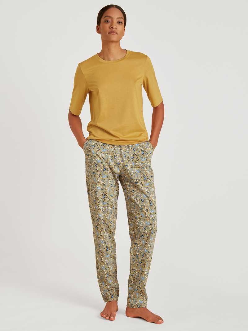 Women Calida Favourites Paisley Pants Sleepwear Sautere Yellow | 179582-QAN