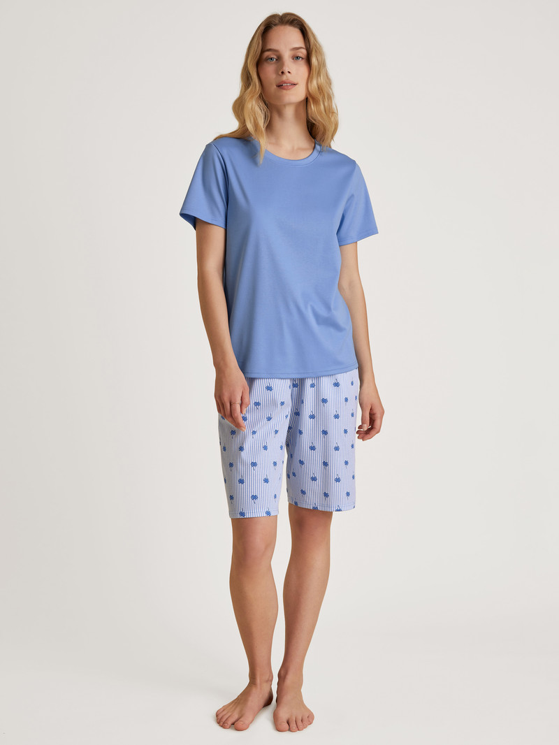 Women Calida Favourites Serenity Shirt Short Sleeve Sleepwear Hydrangea Blue | 794108-XZQ