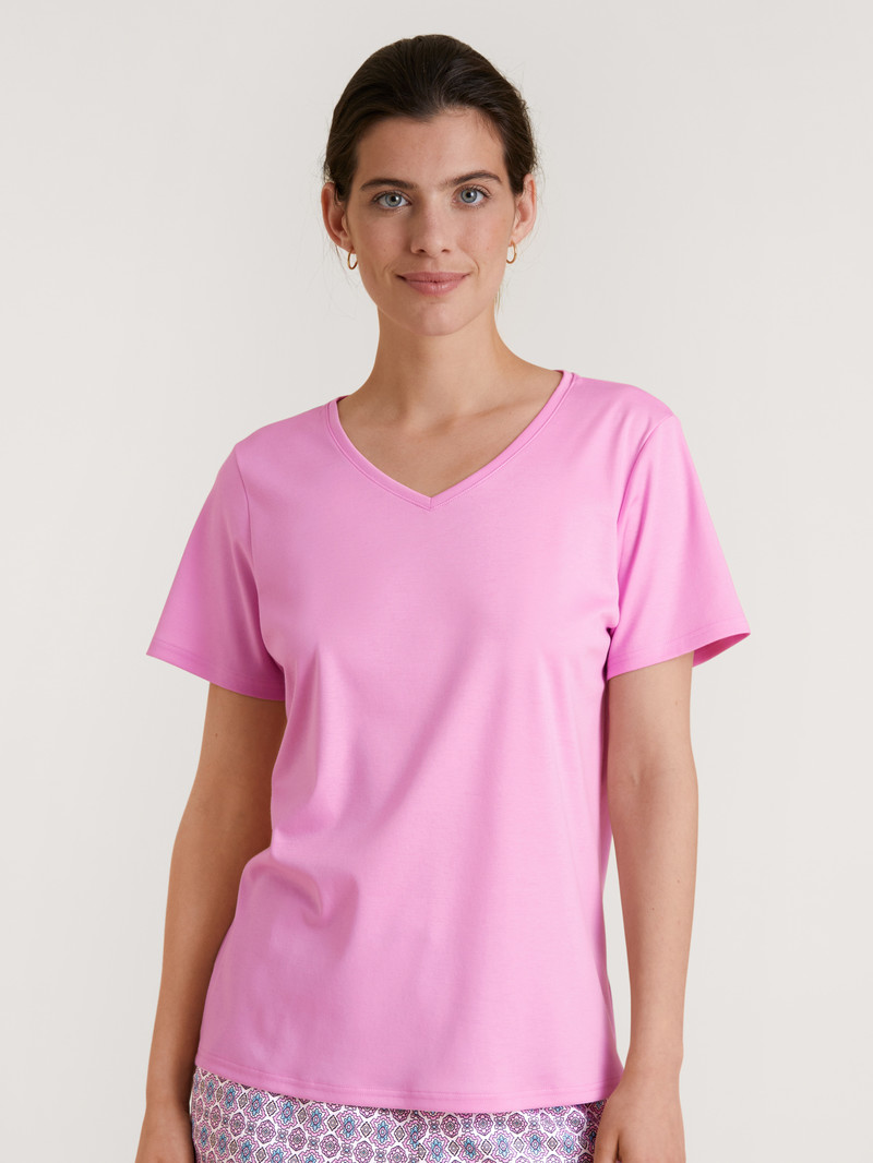 Women Calida Favourites Space Shirt Short Sleeve Loungewear Bubble Gum Pink | 803627-UFD