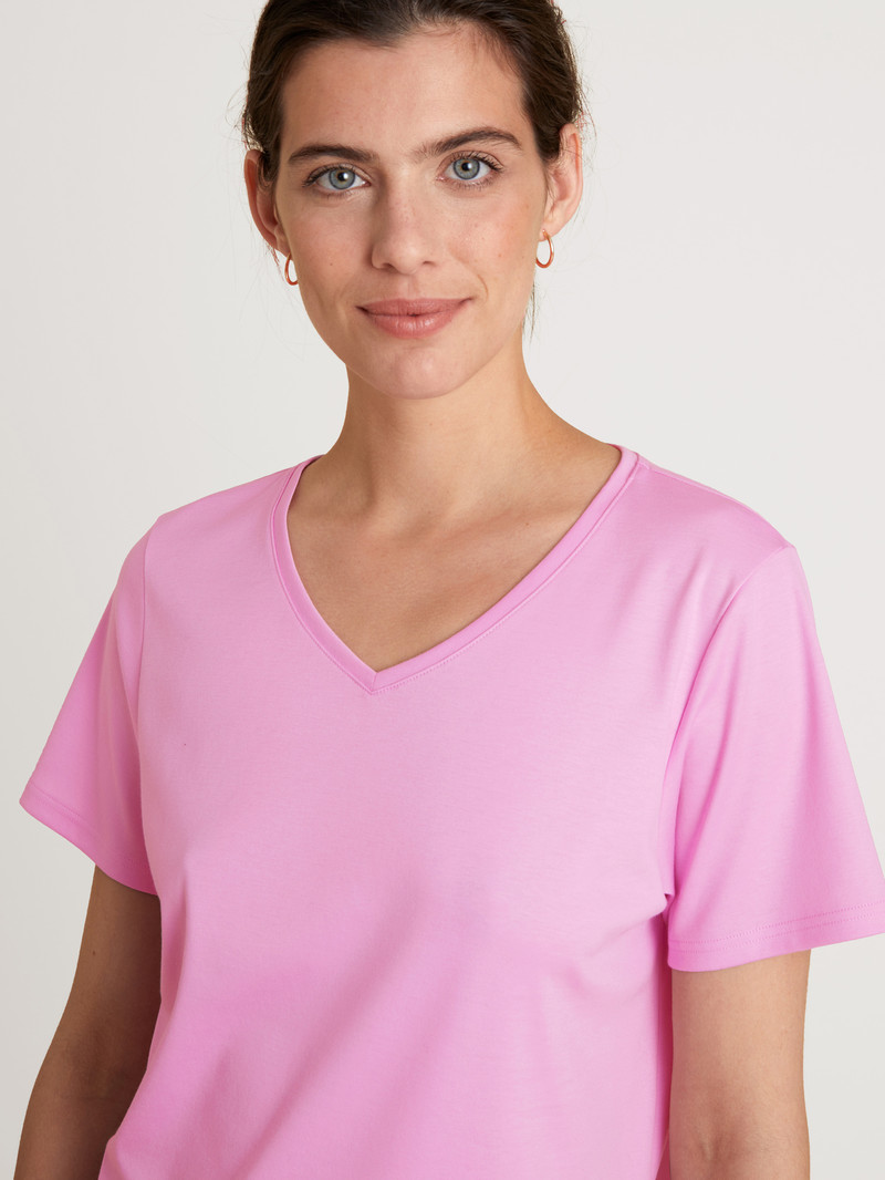 Women Calida Favourites Space Shirt Short Sleeve Sleepwear Bubble Gum Pink | 812543-AQC