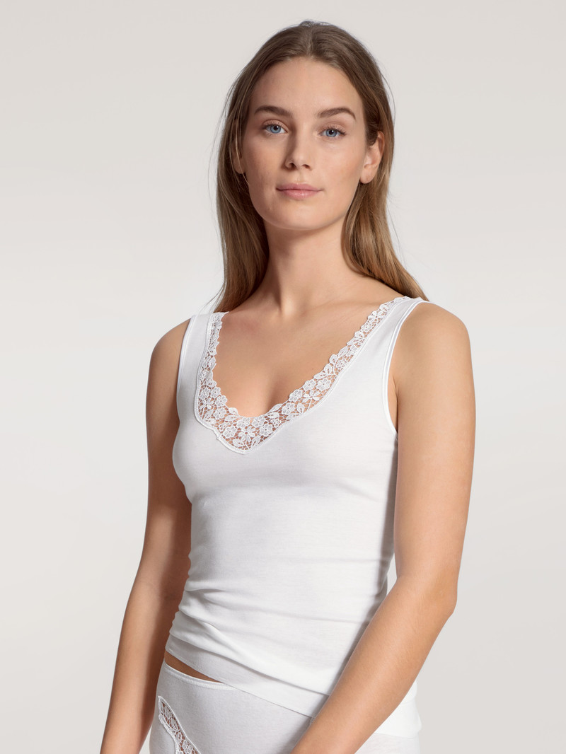 Women Calida Feminin Sense Tank Top Underwear Weiss | 804371-ENJ