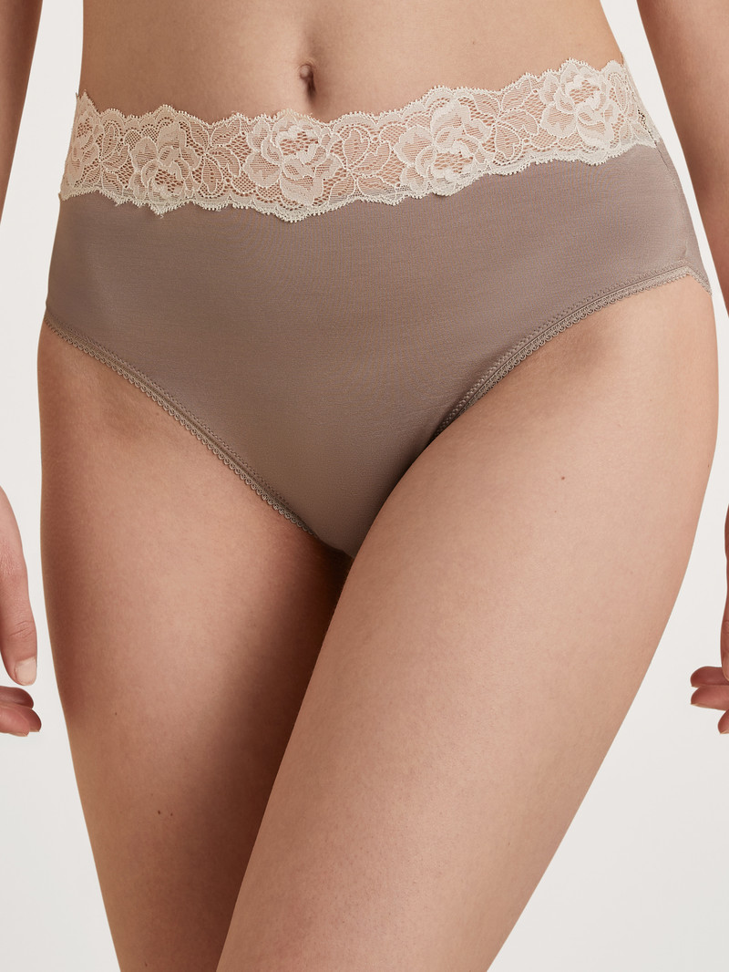 Women Calida Glamorous Lace Brief Underwear Etherea Taupe | 179435-LID