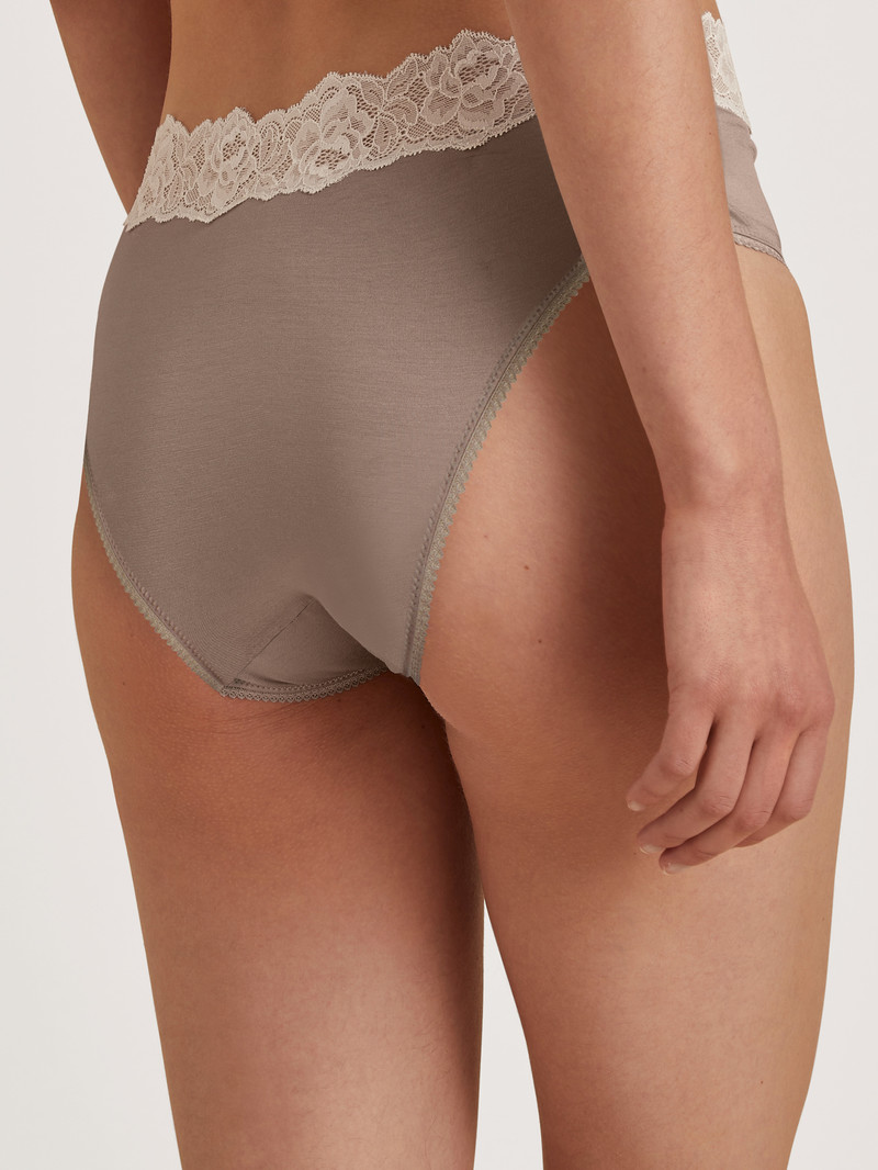 Women Calida Glamorous Lace Brief Underwear Etherea Taupe | 179435-LID