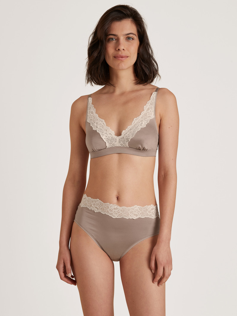 Women Calida Glamorous Lace Brief Underwear Etherea Taupe | 179435-LID