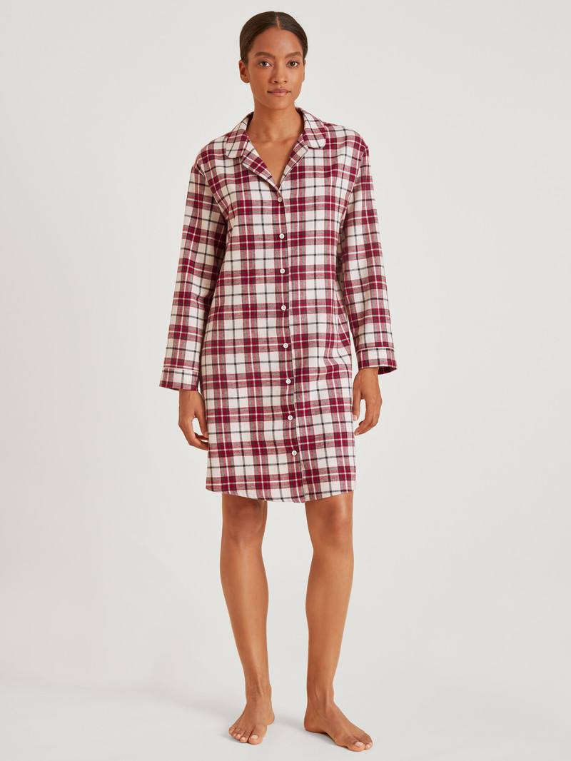 Women Calida Holiday Dreams Flannel Nightdress, Length 95 Cm Sleepwear Rio Red | 071435-FXG