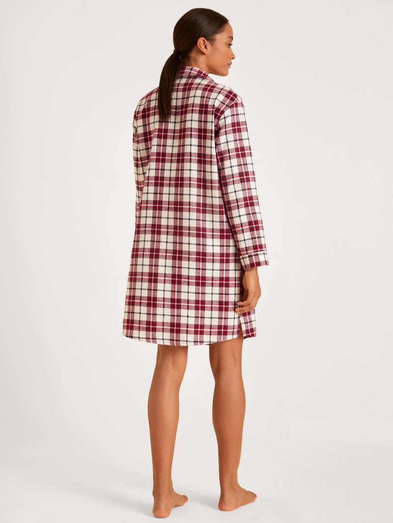 Women Calida Holiday Dreams Flannel Nightdress, Length 95 Cm Sleepwear Rio Red | 071435-FXG