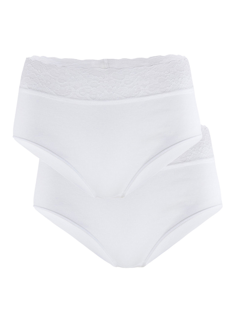 Women Calida Iconics Midi-brief, 2er-pack Underwear Weiss | 536148-CIJ