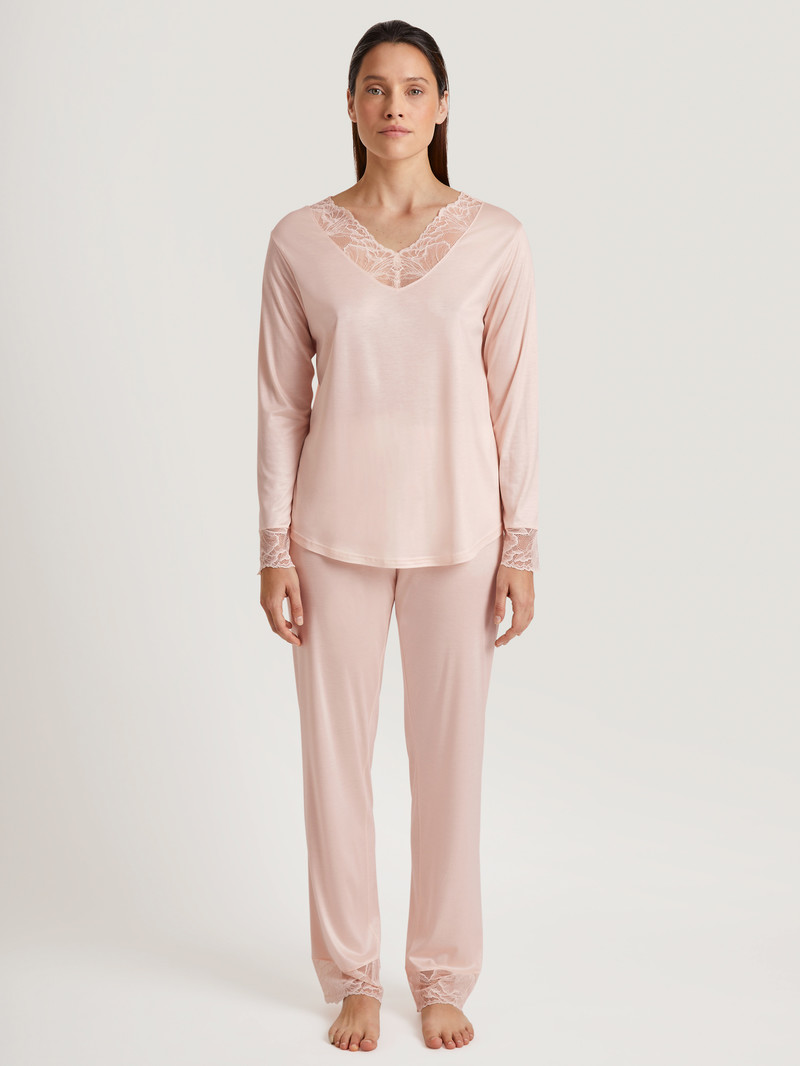 Women Calida Lace Nights Pyjama Sleepwear Creole Pink | 910736-HJX