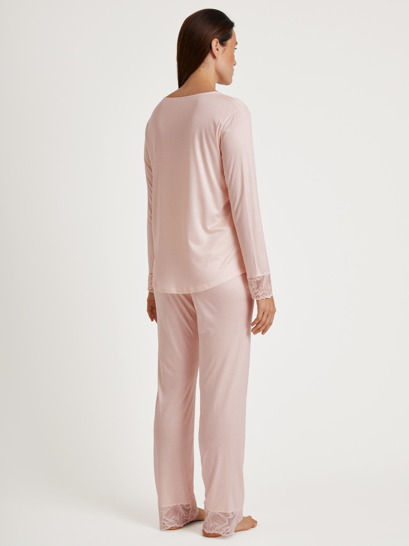 Women Calida Lace Nights Pyjama Sleepwear Creole Pink | 910736-HJX