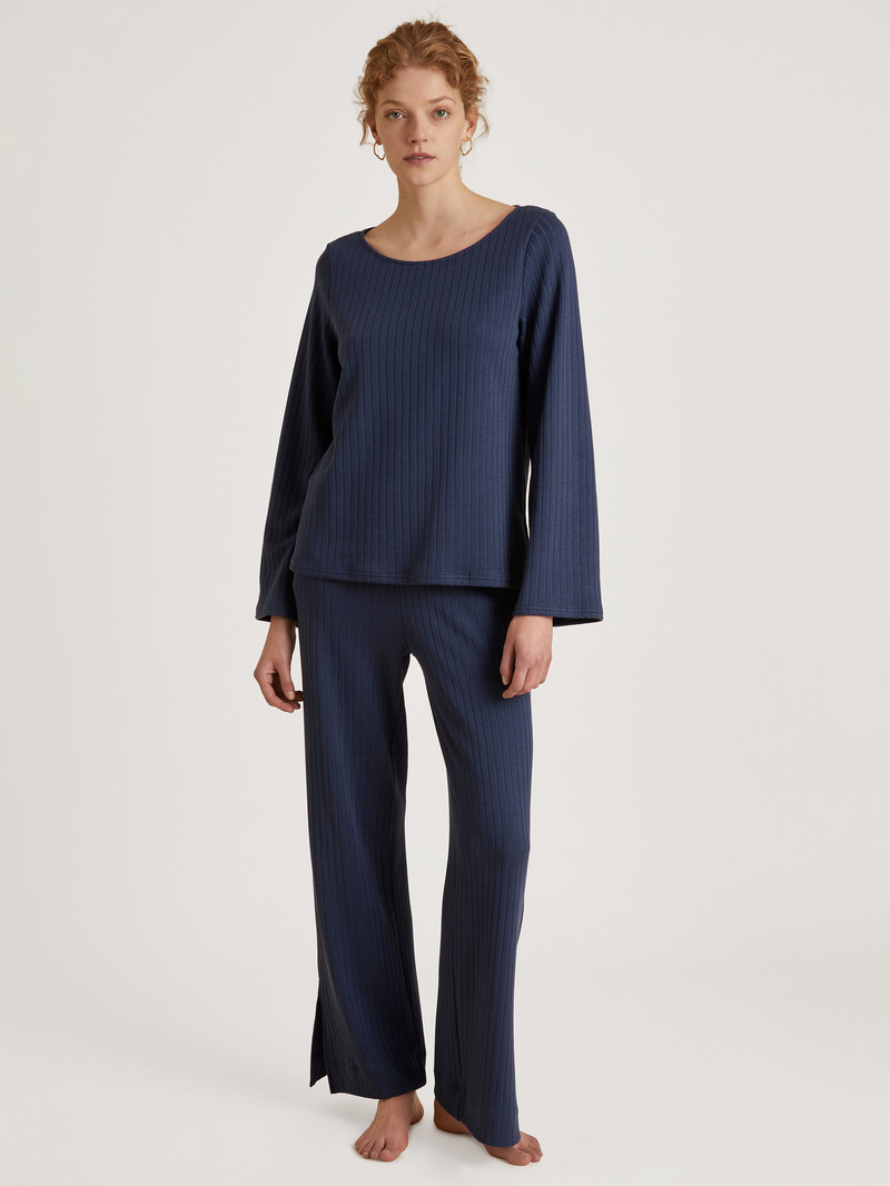 Women Calida Lounge Harmony Sweatshirt Loungewear Dark Blue | 369421-UZX