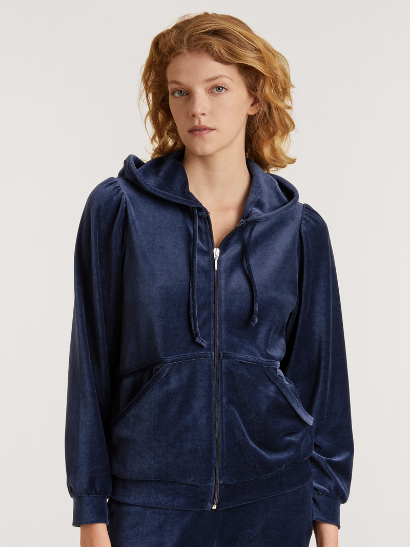 Women Calida Lounge Space Sweatshirt With Hood Loungewear Dark Blue | 718690-COL