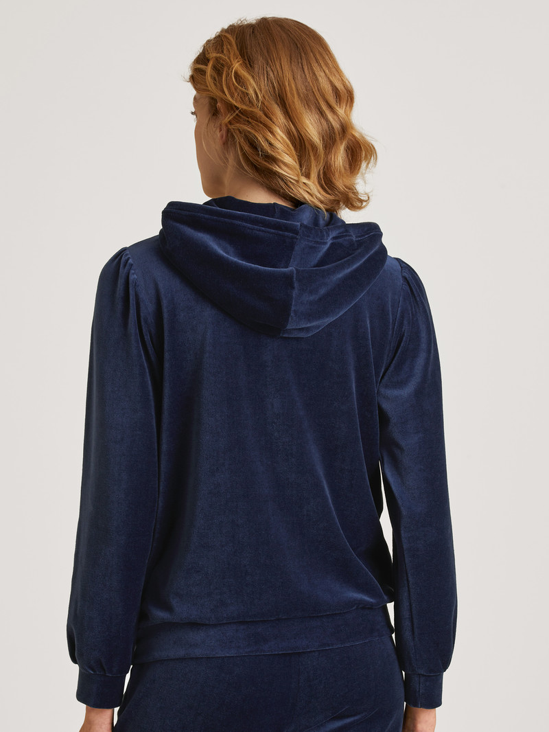 Women Calida Lounge Space Sweatshirt With Hood Loungewear Dark Blue | 718690-COL