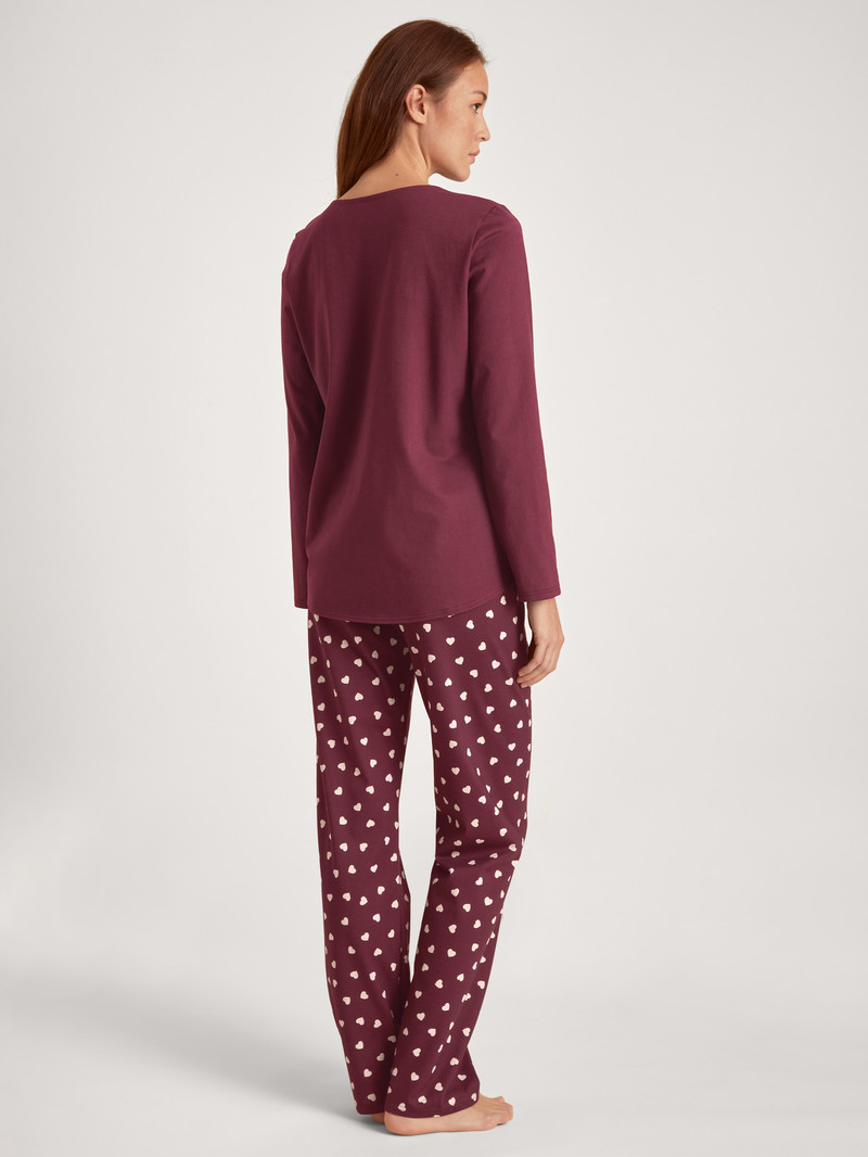 Women Calida Lovely Nights Pyjama Sleepwear English Red | 830127-SWH