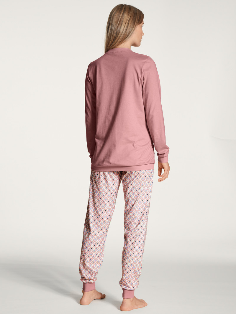 Women Calida Lovely Nights Pyjama With Cuff Sleepwear Rose Bud | 867104-JKP