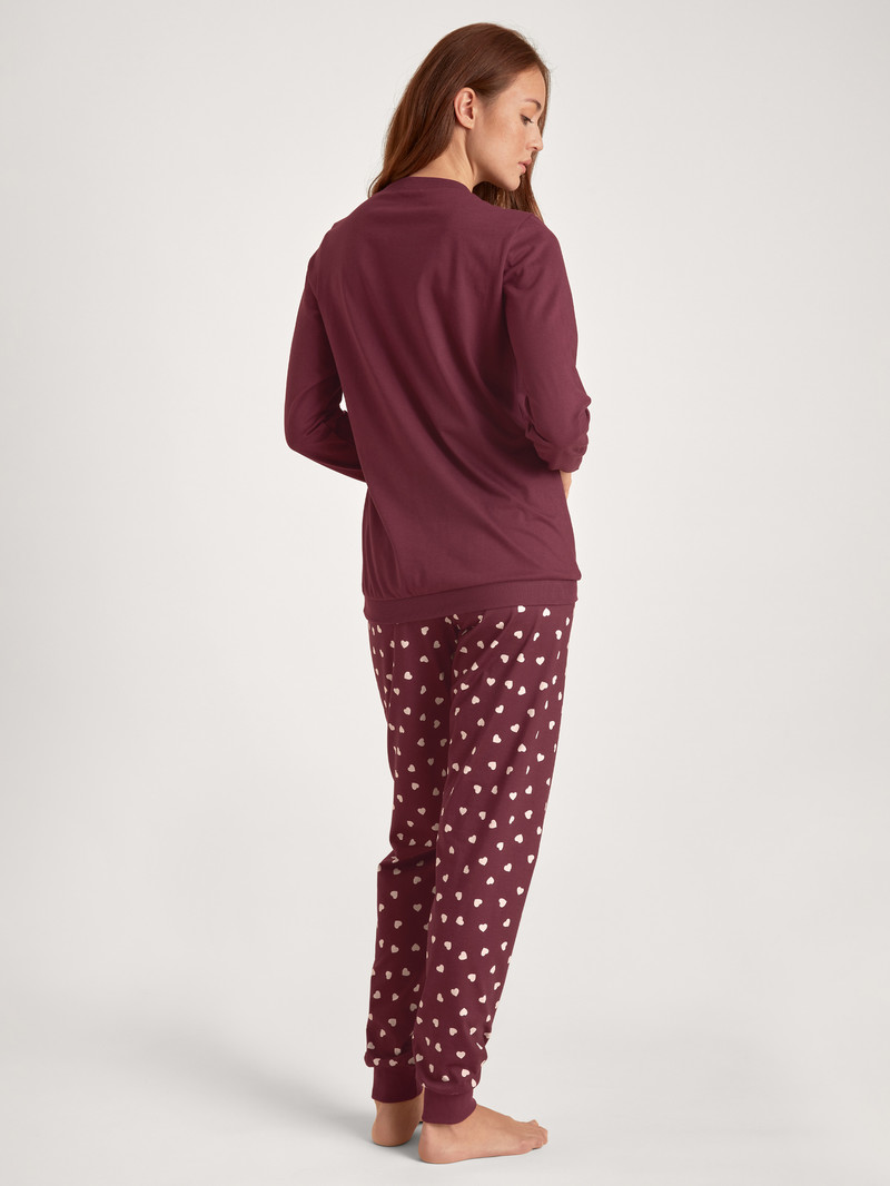 Women Calida Lovely Nights Pyjama With Cuff Sleepwear English Red | 581036-KQX