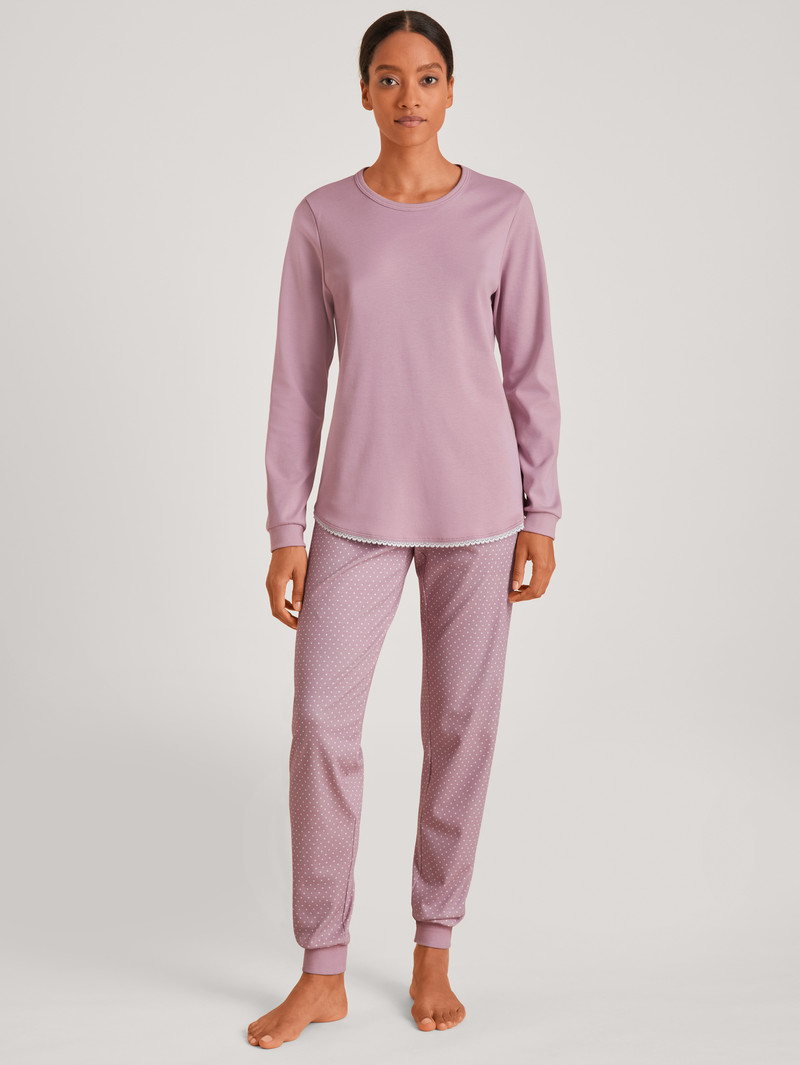 Women Calida Midnight Dreams Pyjama With Cuff Sleepwear Mauve Shadow | 936781-EWC