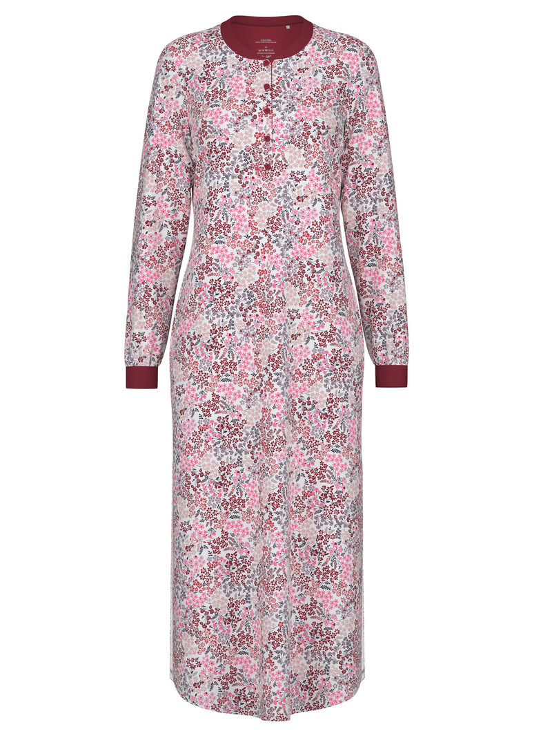 Women Calida Midnight Flowers Long-sleeved Nightdress Sleepwear Mars Red | 273016-QIV