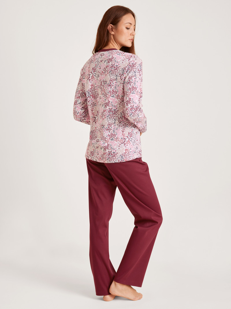 Women Calida Midnight Flowers Pyjama Sleepwear Mars Red | 435978-NSY