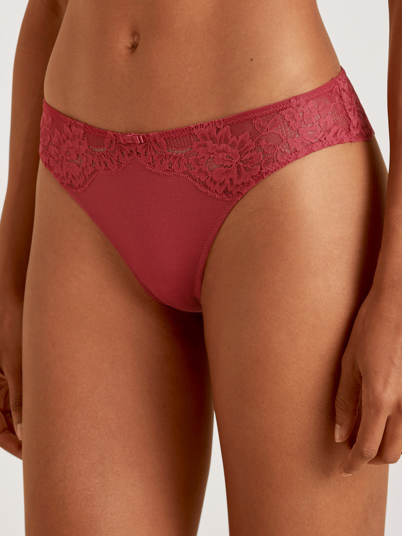 Women Calida Modal Sense String Underwear Pomegranate Red | 263489-MVJ