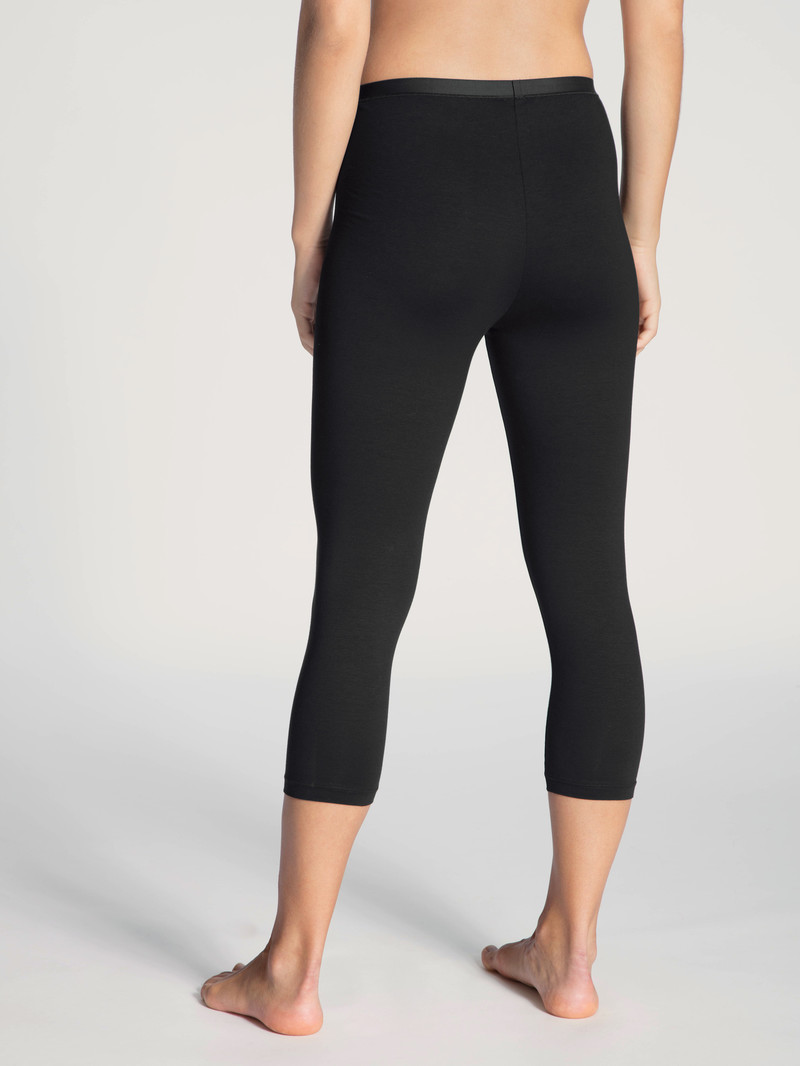 Women Calida Natural Comfort 3/4 Leggings Underwear Schwarz | 382975-IHO