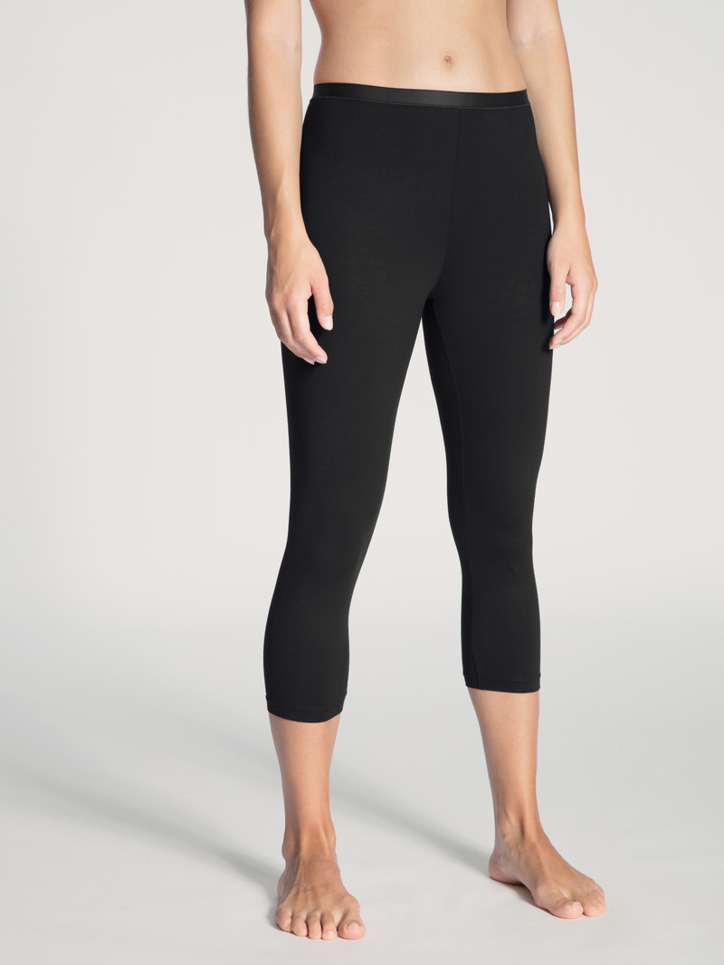 Women Calida Natural Comfort 3/4 Leggings Underwear Schwarz | 382975-IHO