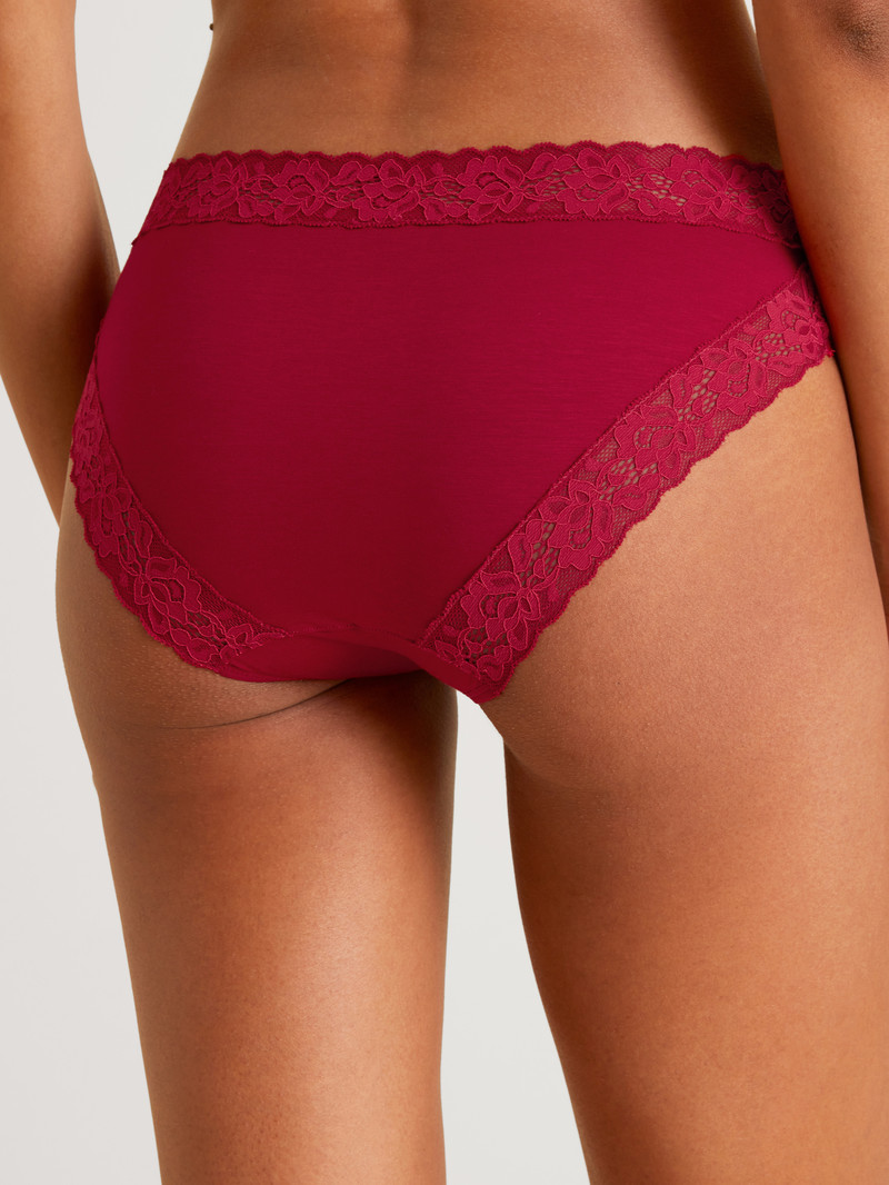 Women Calida Natural Comfort Lace Brief Underwear Rio Red | 580763-KXF