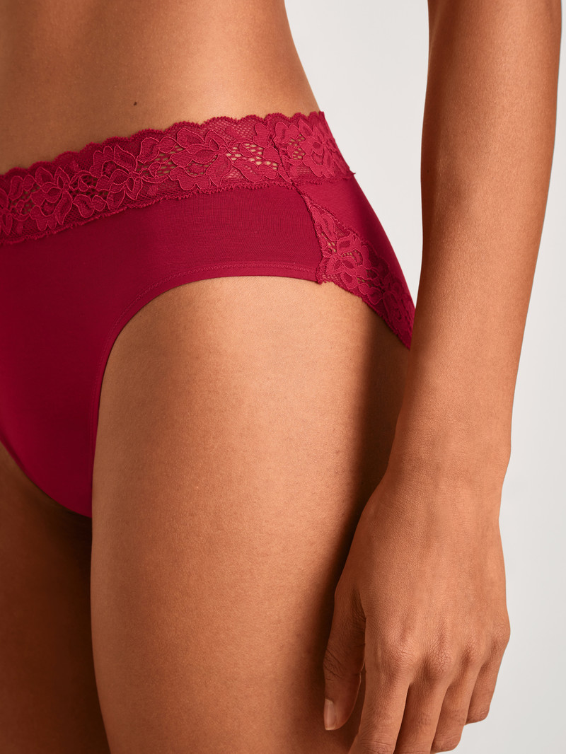 Women Calida Natural Comfort Lace Brief Underwear Rio Red | 580763-KXF