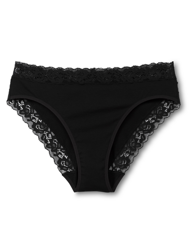 Women Calida Natural Comfort Lace Brief Underwear Schwarz | 051647-CVO