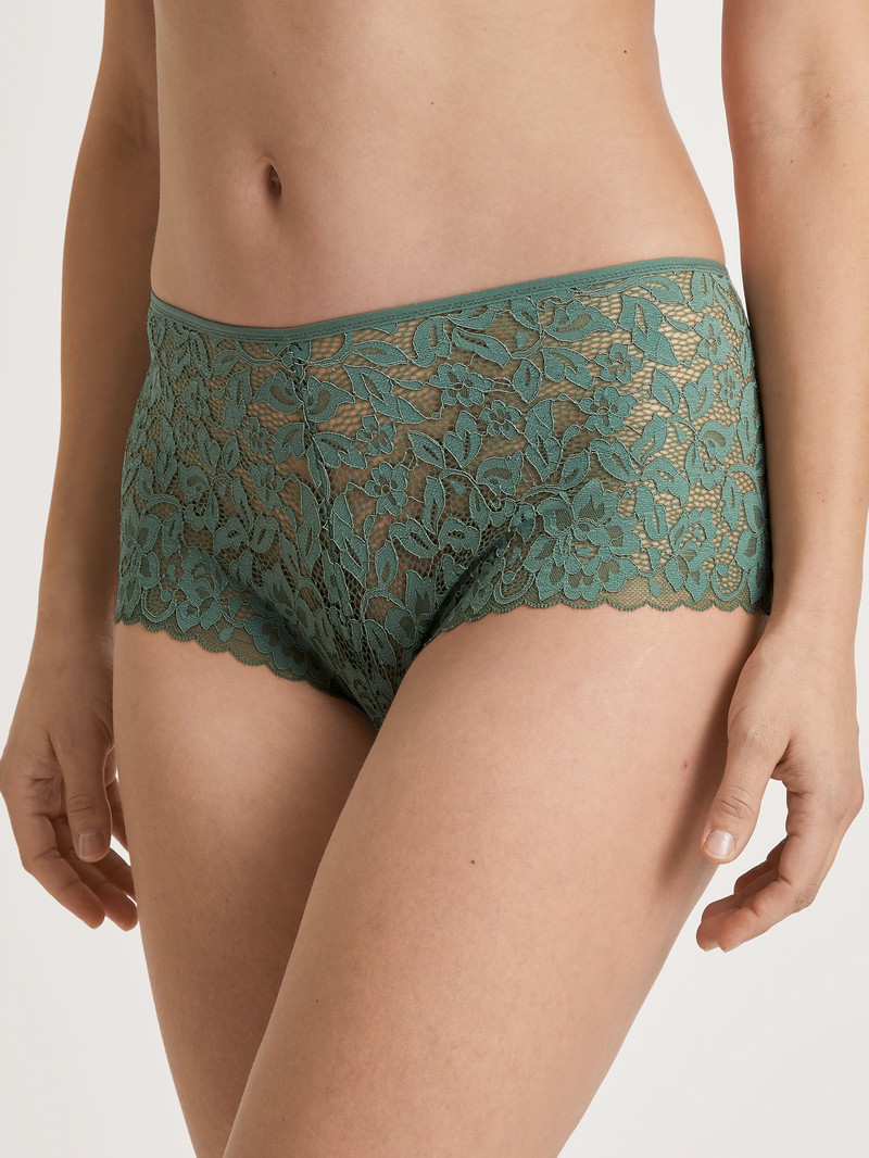 Women Calida Natural Comfort Lace Shorty Regular Cut Underwear Laurel Green | 435801-ACF