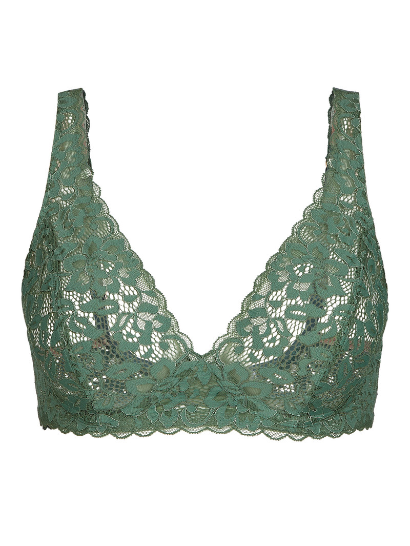 Women Calida Natural Comfort Lace Soft Non-wired Bra Underwear Laurel Green | 624190-QCL