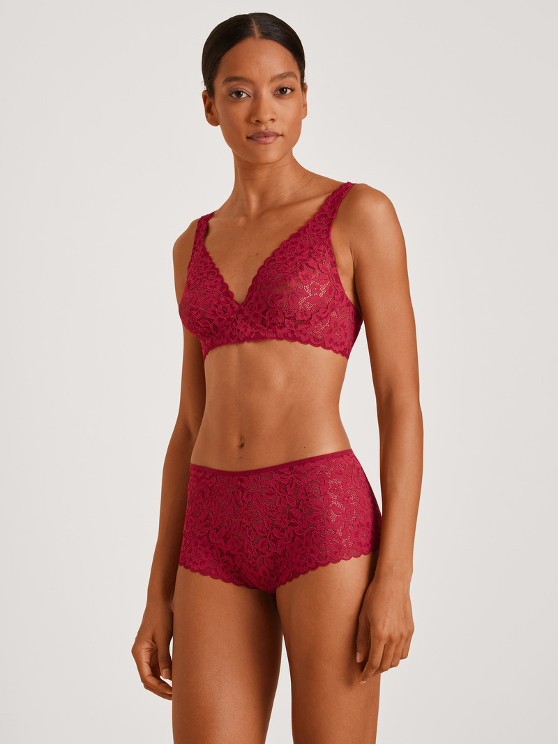 Women Calida Natural Comfort Lace Soft Non-wired Bra Underwear Rio Red | 025461-DSI