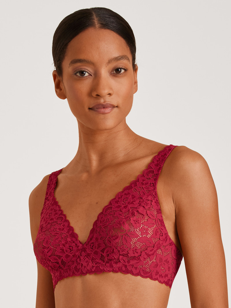 Women Calida Natural Comfort Lace Soft Non-wired Bra Underwear Rio Red | 025461-DSI