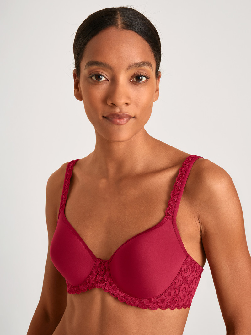 Women Calida Natural Comfort Lace Spacer Bra Underwear Rio Red | 205731-YVK