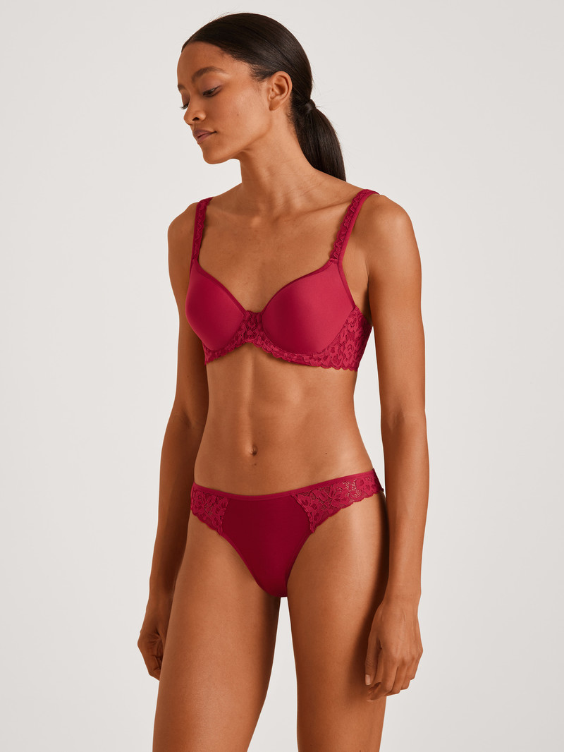 Women Calida Natural Comfort Lace Spacer Bra Underwear Rio Red | 205731-YVK