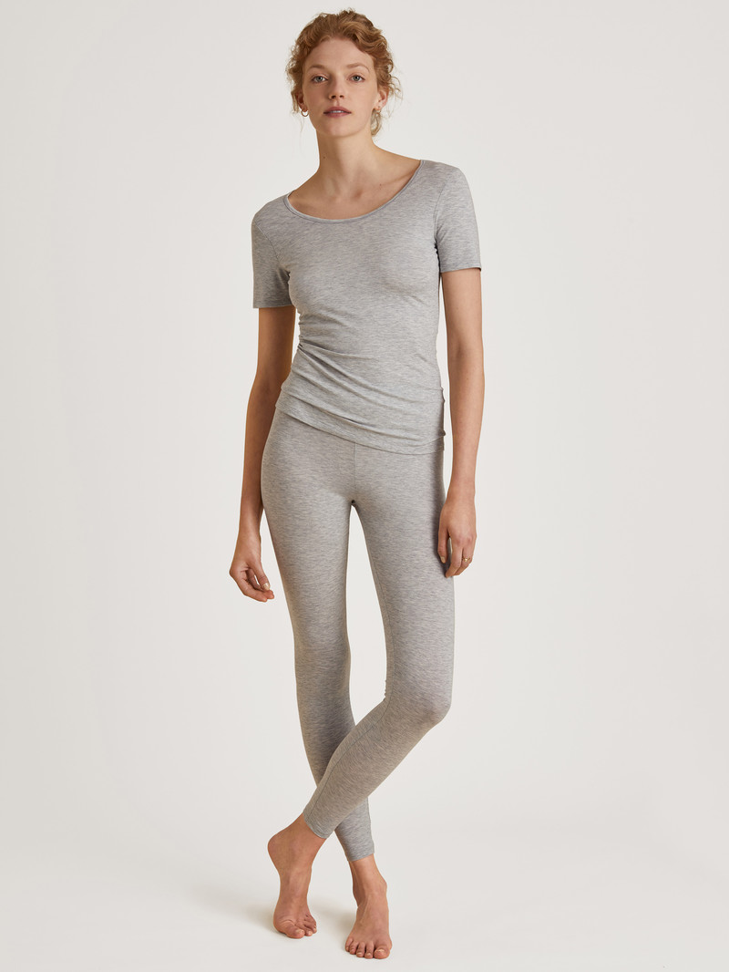 Women Calida Natural Comfort Leggings Loungewear Grey Melange | 437098-PFK