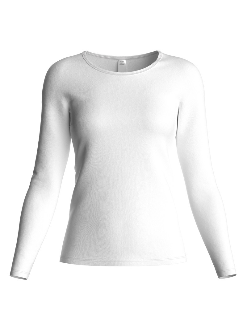 Women Calida Natural Comfort Shirt Long Sleeve Underwear Weiss | 719204-FCK