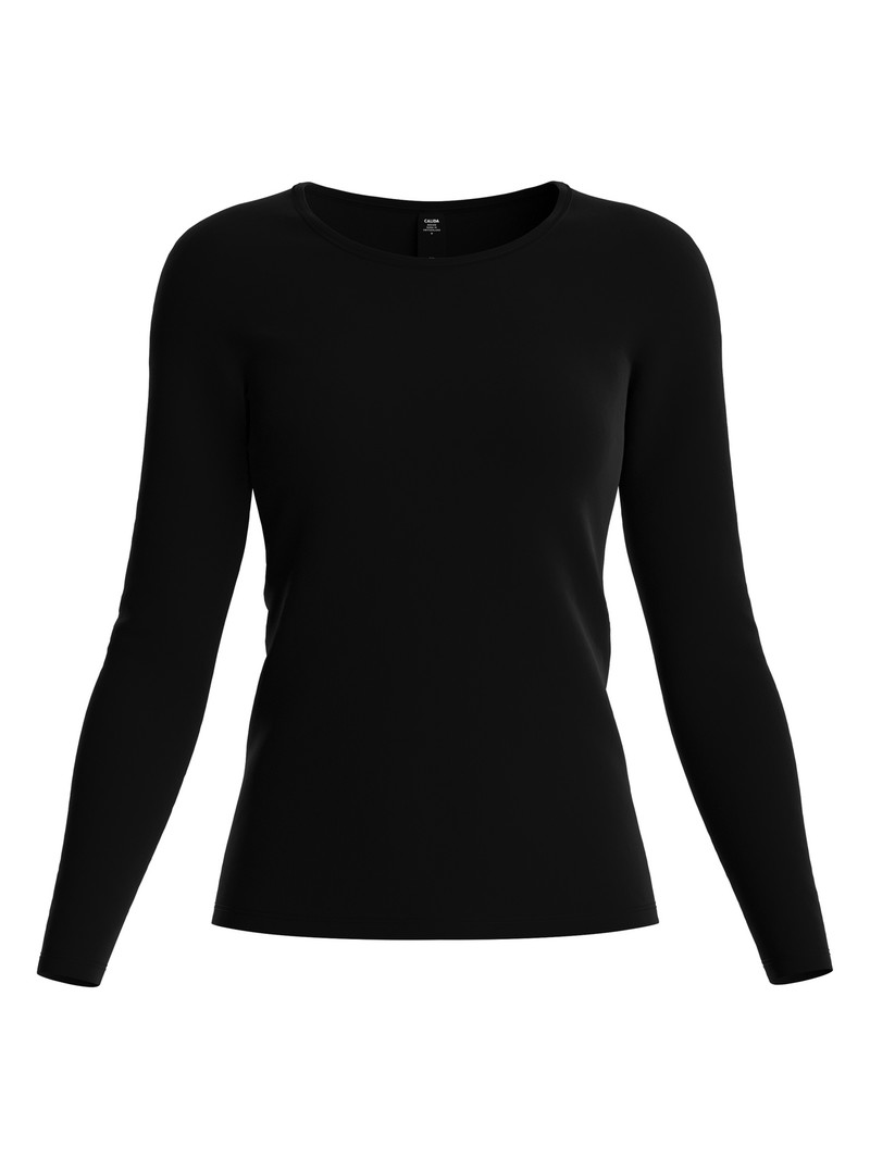 Women Calida Natural Comfort Shirt Long Sleeve Underwear Schwarz | 953784-XVL