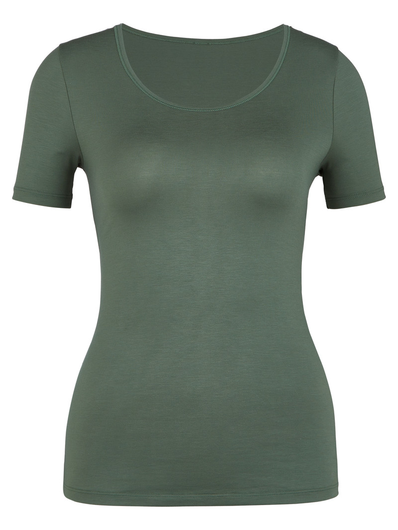 Women Calida Natural Comfort Shirt Shortsleeve Underwear Laurel Green | 521874-KNM