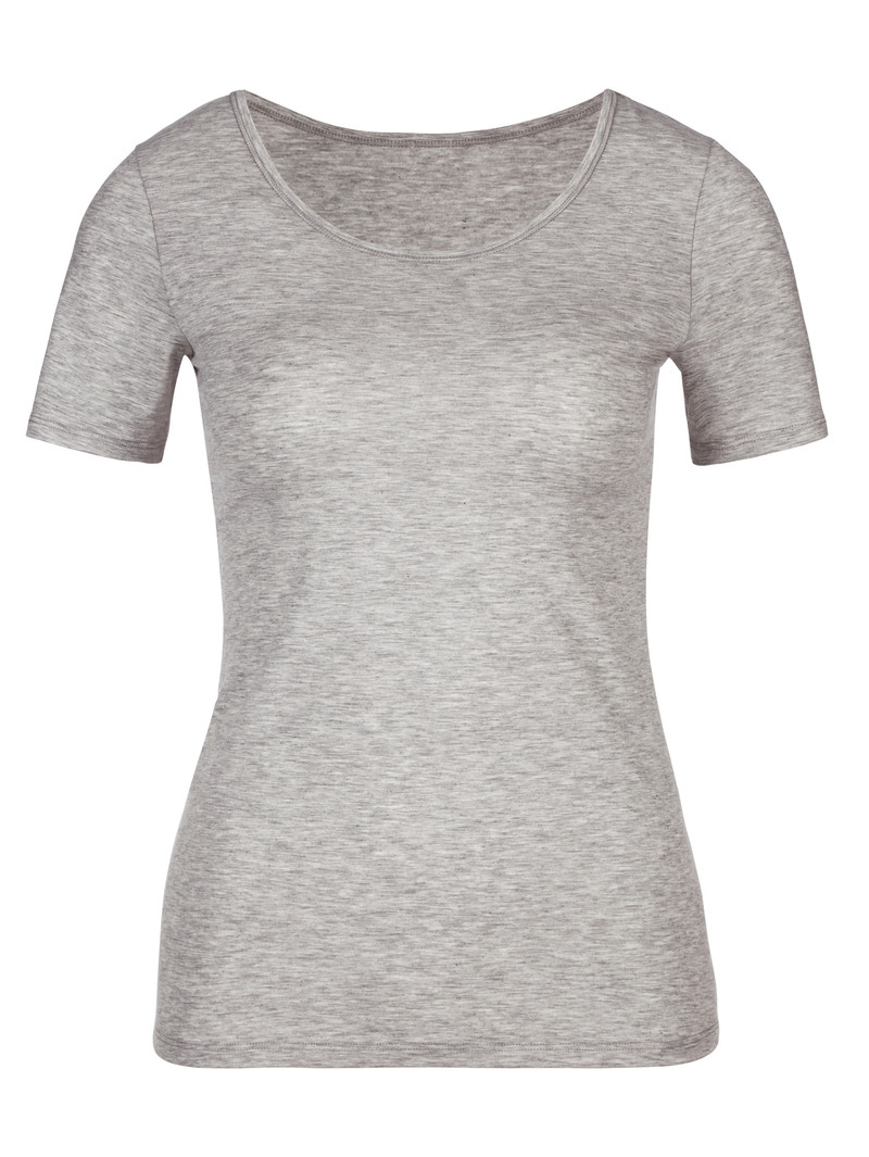 Women Calida Natural Comfort Shirt Shortsleeve Underwear Grey Melange | 254916-PNL