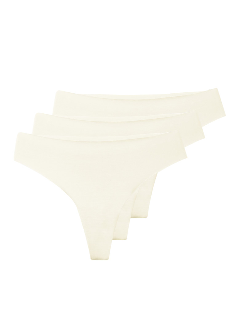 Women Calida Natural Skin String, 3-pack Underwear Star White | 371058-YUH