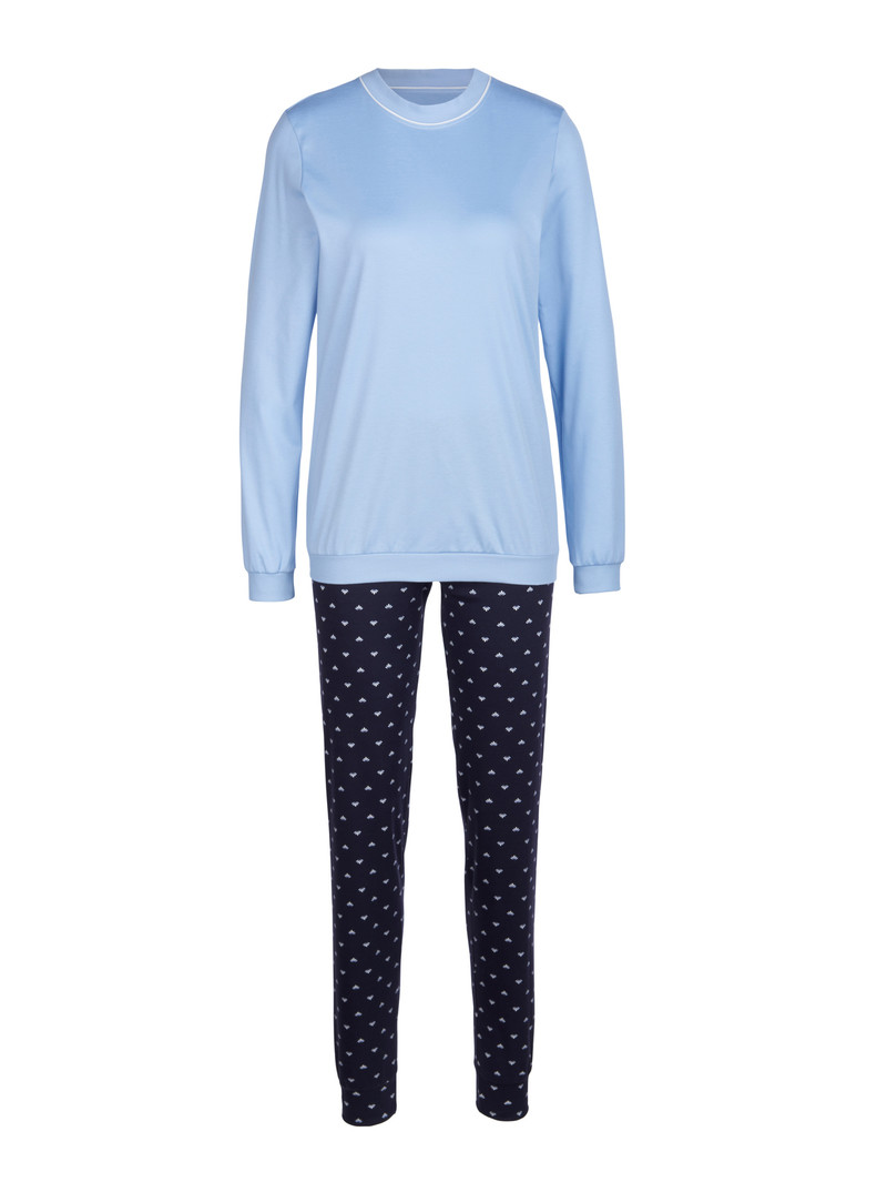 Women Calida Night Lovers Pyjama With Cuff Sleepwear Dark Lapis Blue | 072631-KZH