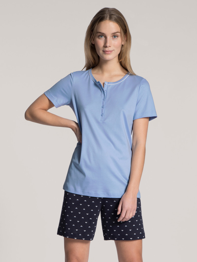 Women Calida Night Lovers Short Pyjama Sleepwear Dark Lapis Blue | 735941-APT