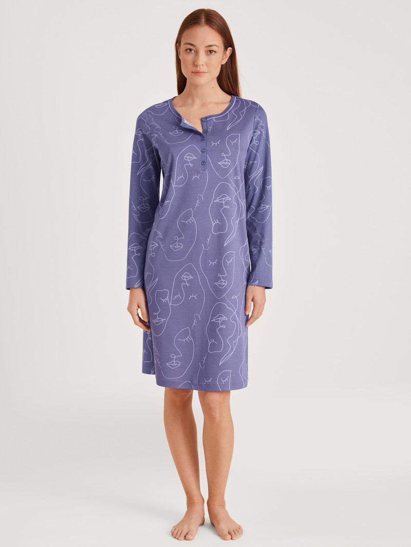 Women Calida Night Lovers Sleepshirt, Length 100cm Sleepwear Twilight Purple | 146378-WSM