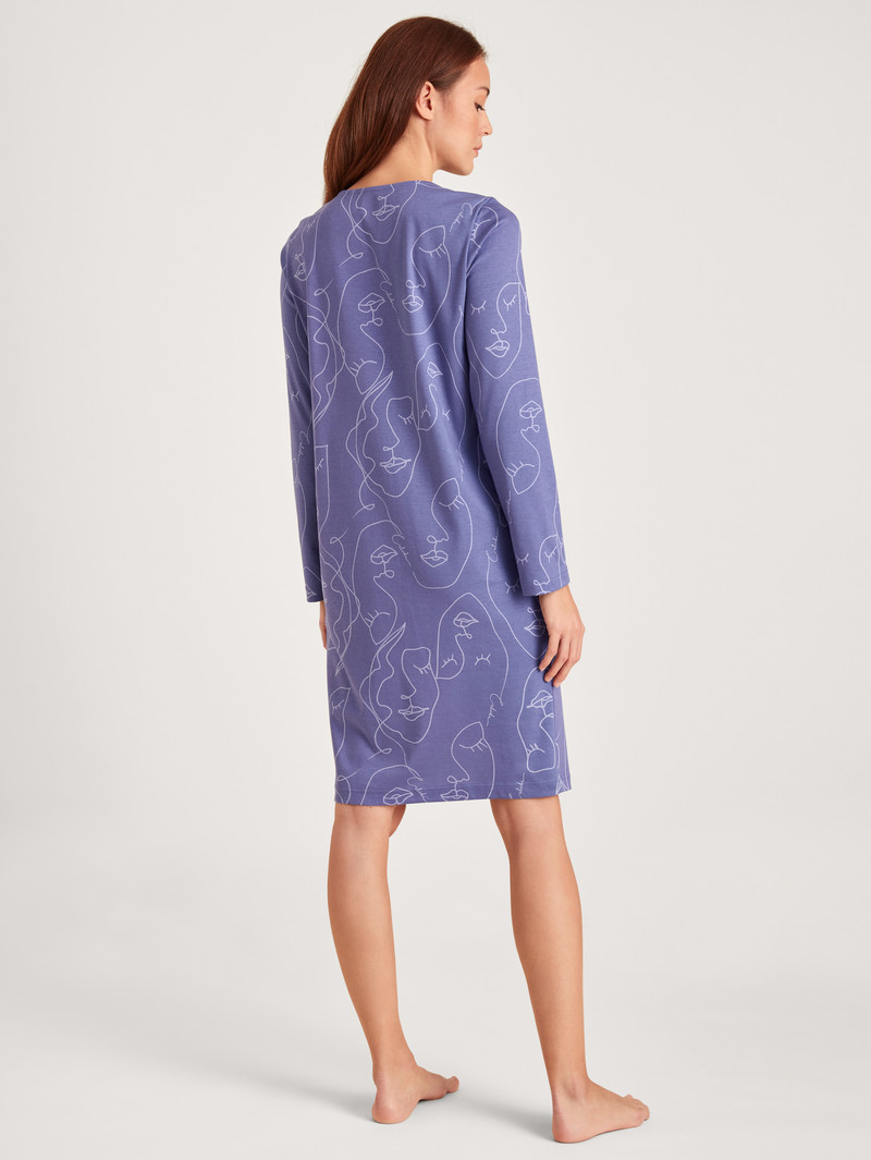 Women Calida Night Lovers Sleepshirt, Length 100cm Sleepwear Twilight Purple | 146378-WSM