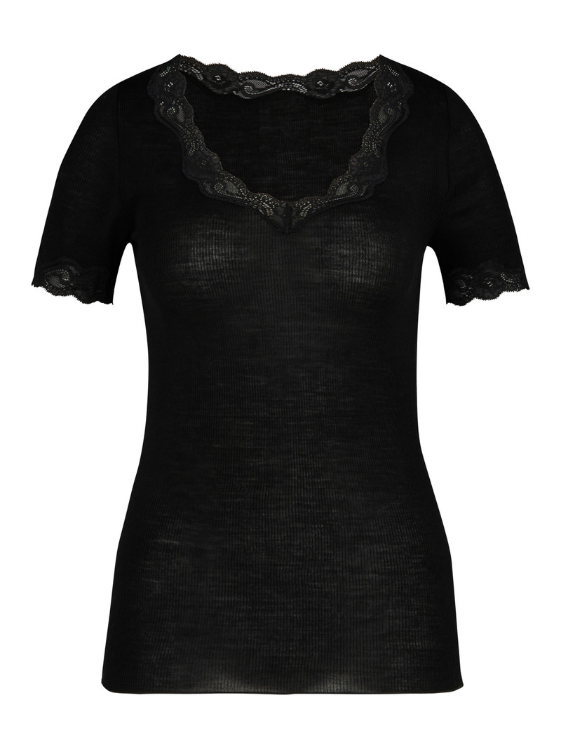 Women Calida Richesse Lace Shirt Short Sleeve Loungewear Ws Schwarz | 753062-VGN