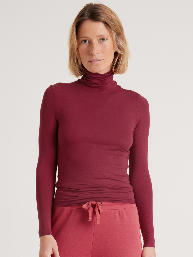 Women Calida Second Skin Shirt Long-sleeve Underwear Mars Red | 751480-KEX