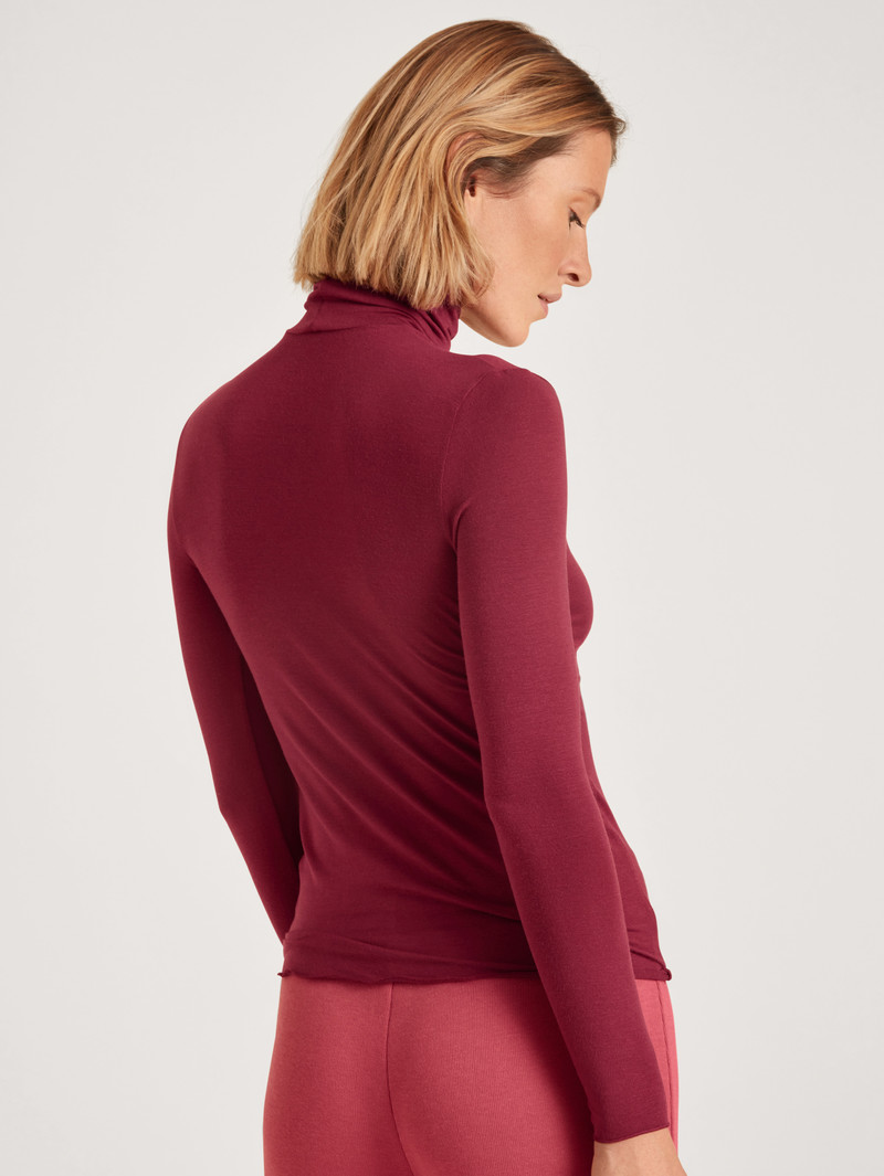 Women Calida Second Skin Shirt Long-sleeve Loungewear Mars Red | 491537-DFL