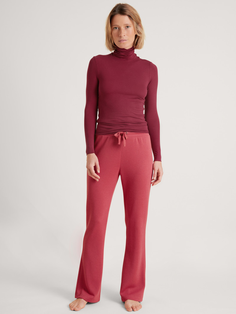 Women Calida Second Skin Shirt Long-sleeve Loungewear Mars Red | 491537-DFL