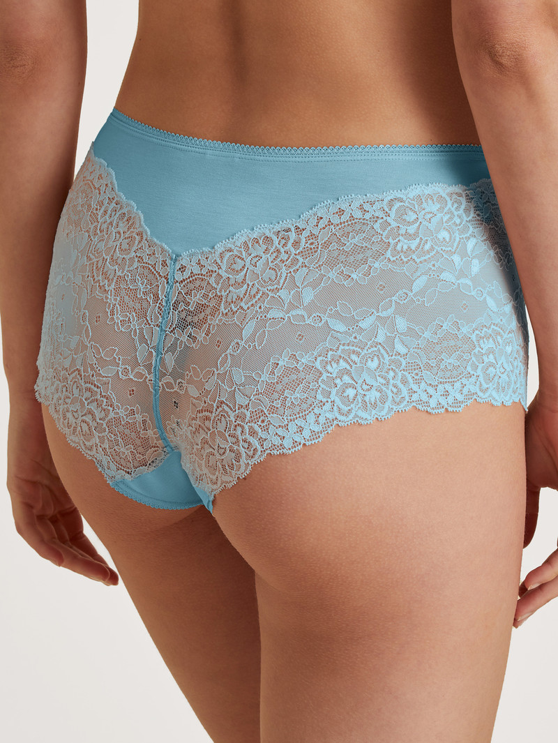 Women Calida Sensual Secrets Shorty Regular Cut Underwear Blue Topaz | 781605-ERV