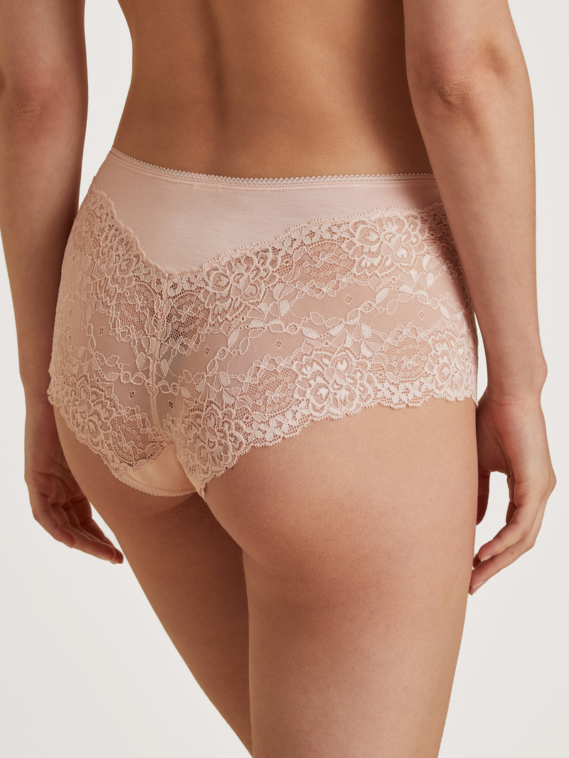 Women Calida Sensual Secrets Shorty Regular Cut Underwear Lace Parfait Pink | 980637-LMI